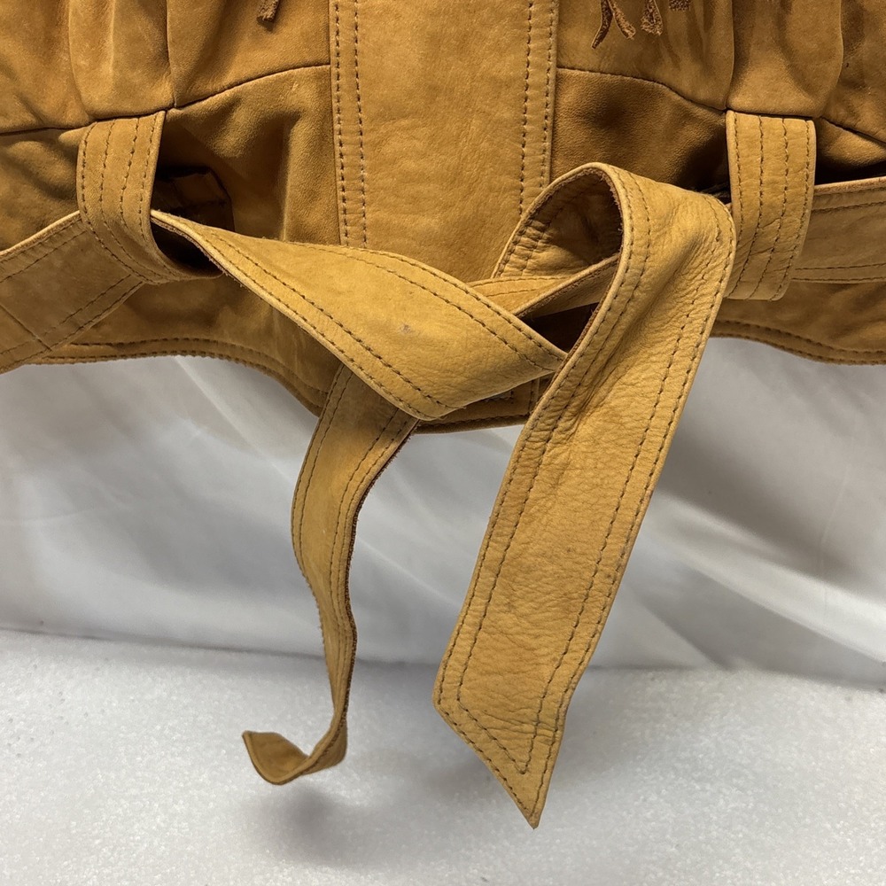 VTG 80s FIRST Western Fringe Cropped Moto Leather Jacket Womens Tan Quilted Med - Picture 4 of 9